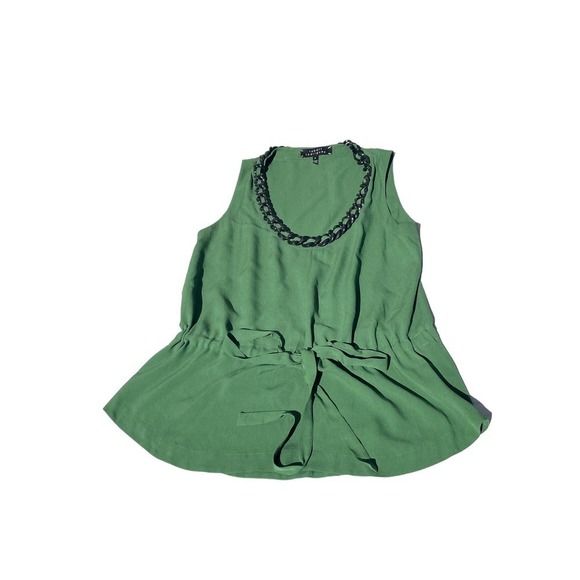 Robert Rodriguez Green Silk Embellished Sleeveless Blouse -Size 6 - Picture 13 of 15